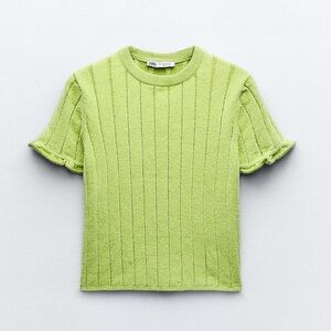Chic Green Ribbed Chenille Crop Top